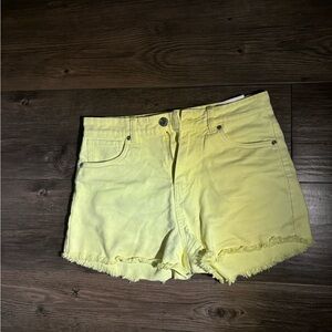 small yellow jean shorts